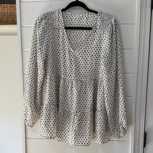 Polka Dot V-Neck Blouse